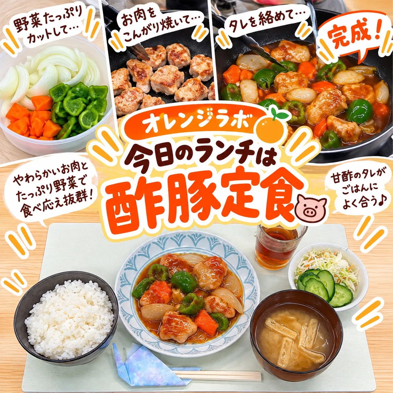 本日の昼食「酢豚定食」